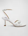 Badgley Mischka Brynna Metallic Ankle-strap Sandals In White