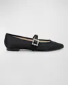 Badgley Mischka Brystol Glitter Mary Jane Ballerina Flats In Black