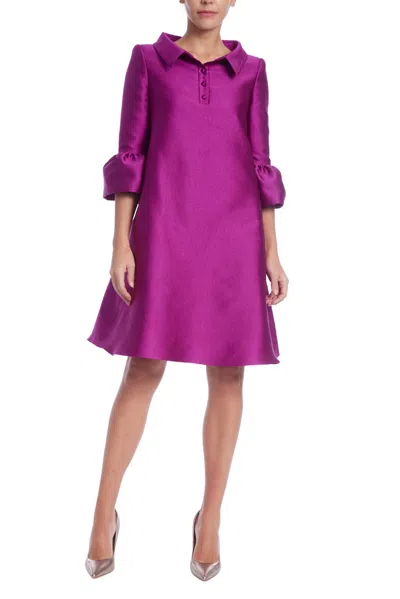 Badgley Mischka Bsd5302 A Line Short Cocktail Button Dress In Purple