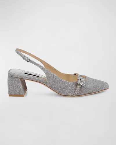 Badgley Mischka Women's Buena Embellished Slingback Flats In Silver Antique