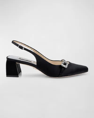 BADGLEY MISCHKA BUENA SILK SLINGBACK PUMPS