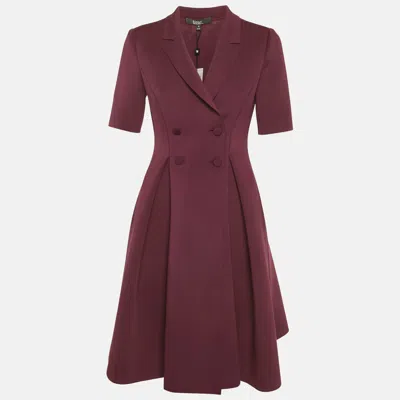 Badgley Mischka Burgundy Neoprene Double Breasted Mini Dress