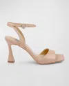 Badgley Mischka Cady Leather Crystal Heart Ankle-strap Sandals In Neutral