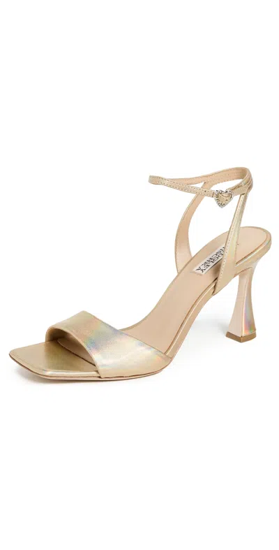 Badgley Mischka Cady Sandal Heels Gold Iridescent In Gold/iridescent