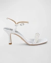 Badgley Mischka Caitlyn Metallic Satin Sandal In White Satin
