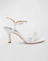 Badgley Mischka Collection Caitlyn Metallic Satin Sandal In Soft White