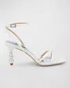 Badgley Mischka Callie Leather Crisscross Ankle-strap Sandals In White