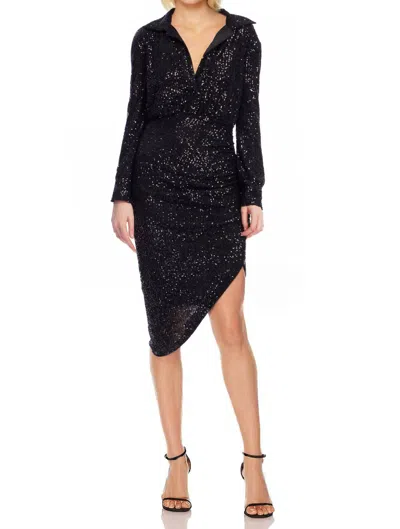 Badgley Mischka Camryn Sequin Shirt Dress In Black