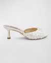 Badgley Mischka Candie Sequin Net Mule Sandals In Ivory