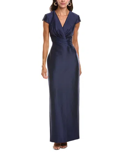 Badgley Mischka Cap Sleeve Gown In Brown