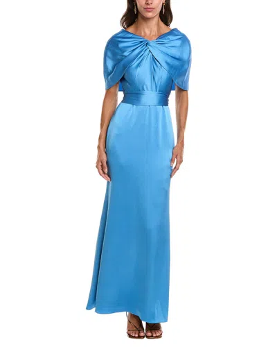 Badgley Mischka Cape Sash Gown In Multi