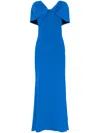 Badgley Mischka Collection Twist Detail Trumpet Gown In Blue