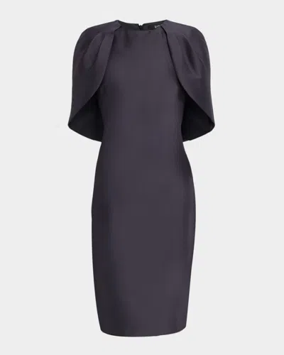 Badgley Mischka Cape-sleeve Bodycon Midi Dress In Black