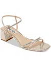 Badgley Mischka Carlota Metallic Embossed Ankle-strap Sandals In Beige