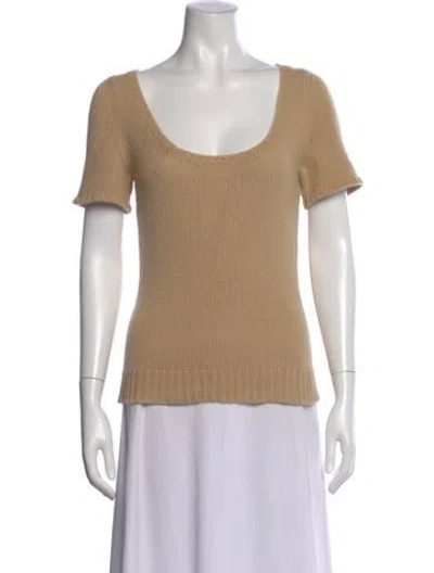 Pre-owned Badgley Mischka Cashmere Scoop Neck Sweater In Neutral