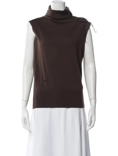Pre-owned Badgley Mischka Cashmere Turtleneck Sweater In Brown
