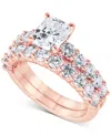 Badgley Mischka Certified Lab Grown Diamond Cushion Bridal Set (3-3/8 Ct. T.w.) In 14k Gold In Rose Gold