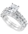 Badgley Mischka Certified Lab Grown Diamond Cushion Bridal Set (3-3/8 Ct. T.w.) In 14k Gold In White Gold