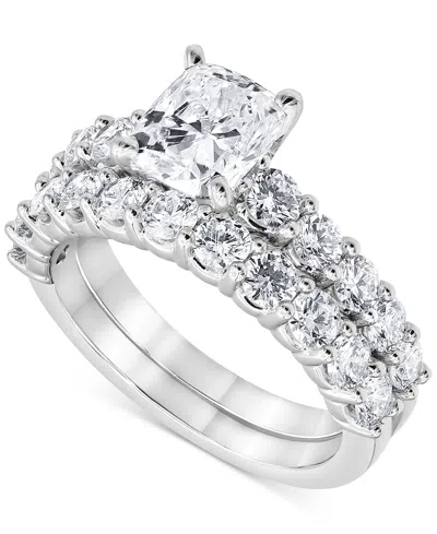 Badgley Mischka Certified Lab Grown Diamond Cushion Bridal Set (3-3/8 Ct. T.w.) In 14k Gold In White Gold
