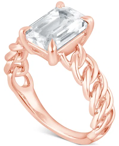 Badgley Mischka Certified Lab Grown Diamond Emerald-cut Chain Link Solitaire Engagement Ring (3 Ct. T.w.) In 14k Gol In Gold