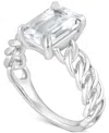 Badgley Mischka Certified Lab Grown Diamond Emerald-cut Chain Link Solitaire Engagement Ring (3 Ct. T.w.) In 14k Gol In Metallic
