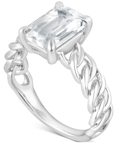 Badgley Mischka Certified Lab Grown Diamond Emerald-cut Chain Link Solitaire Engagement Ring (3 Ct. T.w.) In 14k Gol In Metallic