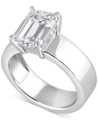 Badgley Mischka Certified Lab Grown Diamond Emerald-cut Solitaire Engagement Ring (3-1/2 Ct. T.w.) In 14k Gold In White