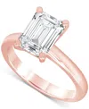 Badgley Mischka Certified Lab Grown Diamond Emerald-cut Solitaire Engagement Ring (4 Ct. T.w.) In 14k Gold In Rose Gold