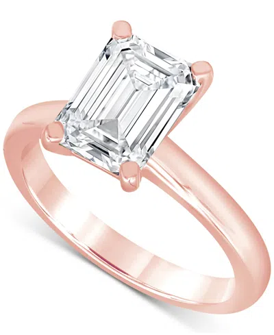 Badgley Mischka Certified Lab Grown Diamond Emerald-cut Solitaire Engagement Ring (4 Ct. T.w.) In 14k Gold In Rose Gold