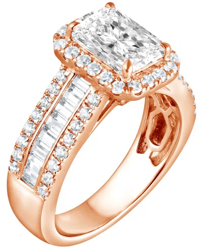 Badgley Mischka Certified Lab Grown Diamond Emerald Halo Engagement Ring (3-1/3 Ct. T.w.) In 14k Gold