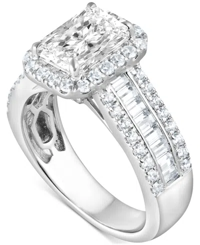 Badgley Mischka Certified Lab Grown Diamond Emerald Halo Engagement Ring (3-1/3 Ct. T.w.) In 14k Gold In Metallic