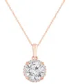 Badgley Mischka Certified Lab Grown Diamond Halo 18" Pendant Necklace (2 Ct. T.w.) In 14k Gold In Rose Gold
