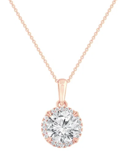 Badgley Mischka Certified Lab Grown Diamond Halo 18" Pendant Necklace (2 Ct. T.w.) In 14k Gold In Rose Gold