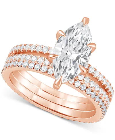 Badgley Mischka Certified Lab Grown Diamond Marquise Bridal Set (3 Ct. T.w.) In 14k Gold