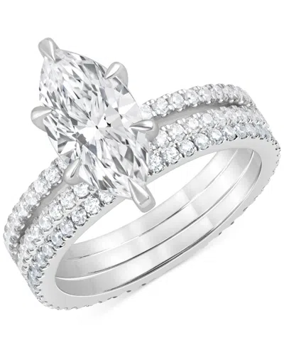 Badgley Mischka Certified Lab Grown Diamond Marquise Bridal Set (3 Ct. T.w.) In 14k Gold In Metallic