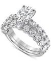 Badgley Mischka Certified Lab Grown Diamond Oval Bridal Set (3-3/8 Ct. T.w.) In 14k Gold In White Gold
