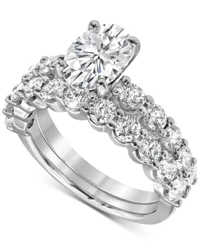Badgley Mischka Certified Lab Grown Diamond Oval Bridal Set (3-3/8 Ct. T.w.) In 14k Gold In White Gold