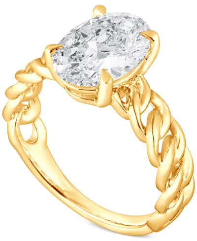 Badgley Mischka Certified Lab Grown Diamond Oval Chain Link Solitaire Engagement Ring (3 Ct. T.w.) In 14k Gold