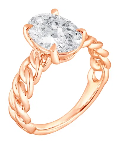 Badgley Mischka Certified Lab Grown Diamond Oval Chain Link Solitaire Engagement Ring (3 Ct. T.w.) In 14k Gold