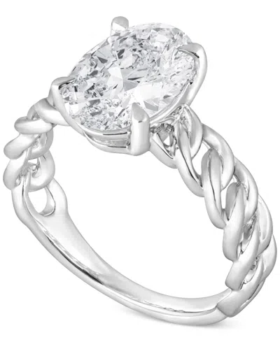 Badgley Mischka Certified Lab Grown Diamond Oval Chain Link Solitaire Engagement Ring (3 Ct. T.w.) In 14k Gold In Metallic