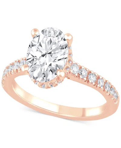 Badgley Mischka Certified Lab Grown Diamond Oval Engagement Ring (2-1/2 Ct. T.w.) In 14k Gold In Rose Gold