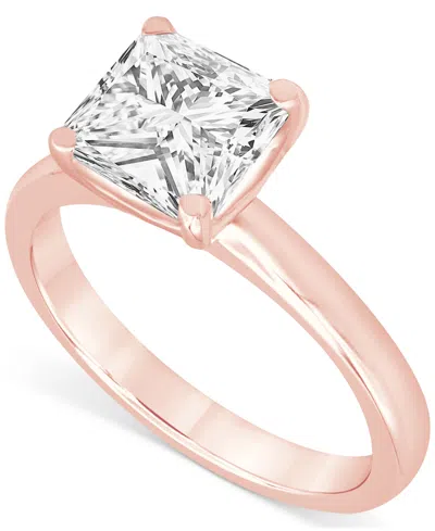 Badgley Mischka Certified Lab Grown Diamond Princess-cut Solitaire Engagement Ring (4 Ct. T.w.) In 14k Gold In Rose Gold