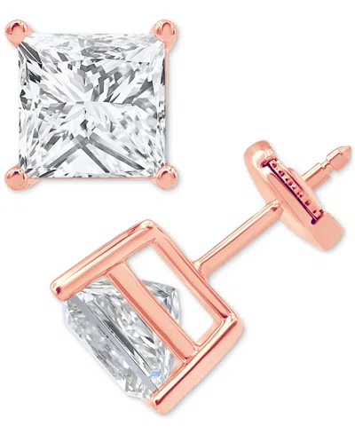 Badgley Mischka Certified Lab Grown Diamond Princess-cut Stud Earrings (6 Ct. T.w.) In 14k Gold In Rose Gold
