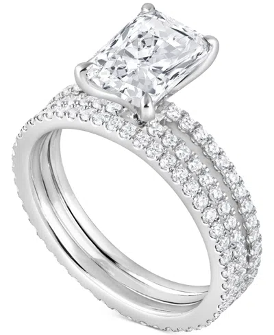 Badgley Mischka Certified Lab Grown Diamond Radiant Bridal Set (3 Ct. T.w.) In 14k Gold In White
