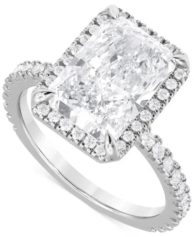 Badgley Mischka Certified Lab Grown Diamond Radiant-cut Halo Engagement Ring (4-1/2 Ct. T.w.) In 14k Gold In White Gold