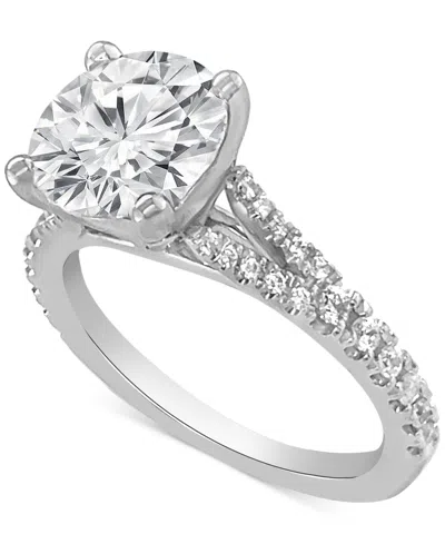 Badgley Mischka Certified Lab Grown Diamond Split Shank Engagement Ring (3-3/8 Ct. T.w.) In 14k Gold In Metallic