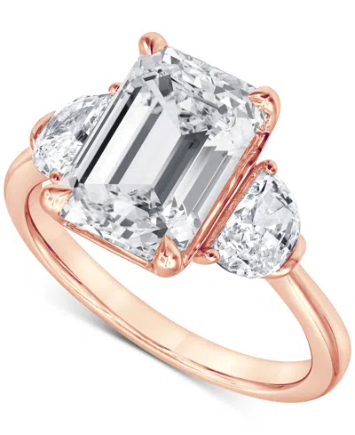 Badgley Mischka Certified Lab Grown Emerald Diamond Three Stone Engagement Ring (4-5/8 Ct. T.w.) In 14k Gold In Rose Gold