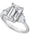 Badgley Mischka Certified Lab Grown Emerald Diamond Three Stone Engagement Ring (4-5/8 Ct. T.w.) In 14k Gold In White Gold