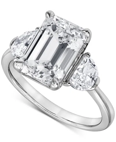 Badgley Mischka Certified Lab Grown Emerald Diamond Three Stone Engagement Ring (4-5/8 Ct. T.w.) In 14k Gold In White Gold