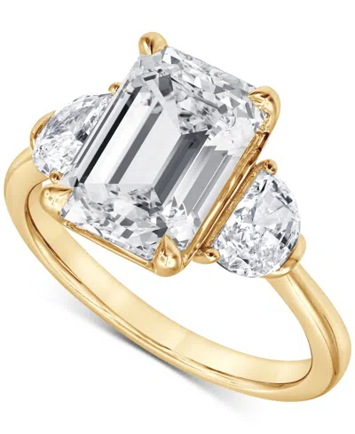 Badgley Mischka Certified Lab Grown Emerald Diamond Three Stone Engagement Ring (4-5/8 Ct. T.w.) In 14k Gold In Yellow Gold